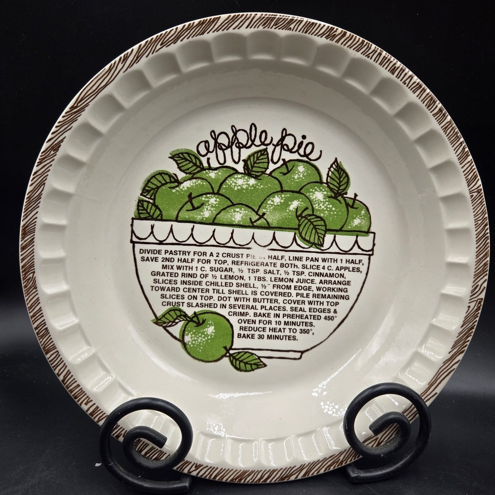 CottageCore‎ Apple Pie Recipe Dish 11" Vtg 1983 Royal China By Jeannette Granny